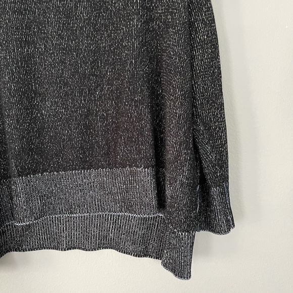 Eileen Fisher Size Tencel Box Sweater Ballet Neck Black/White Texture Marled - Picture 3 of 8